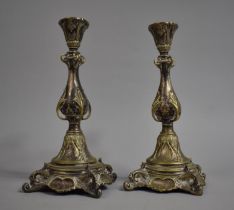 A Pair of Polish Silver Plated Candlesticks Stamped Fraget and Galw, 26cms High