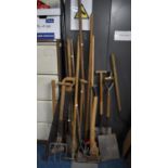 A Collection of Vintage Wooden Handled Garden Tools