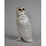 A Large Heavy Silver Plated Novelty Sugar Sifter in the Form of an Owl, 15cms high