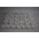 A Collection of Various Cut Glass Shallow Wines, Flutes Etc