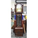 A Modern Mahogany Long Case Clock with Western German Three Weight Rolling Moon Movement