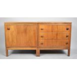A pair of 1970s Teak Bedside Units, Three Drawer Chest and Shelved Cabinet, Each 61cms Long