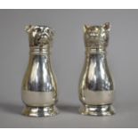 A Pair of Reproduction Silver Plated Novelty Pepper Pots in the Form of Cat and Dog, 11cms High
