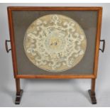 A Mahogany Framed Edwardian Tray, Converted to Screen with inset Oriental Circular Silk