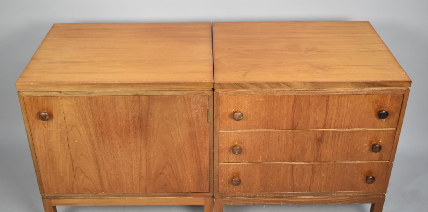 A pair of 1970s Teak Bedside Units, Three Drawer Chest and Shelved Cabinet, Each 61cms Long - Image 2 of 2