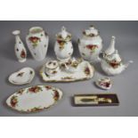 A Collection of Various Royal Albert Old Country Roses Items to Comprise Tray, Vases, Bachelors