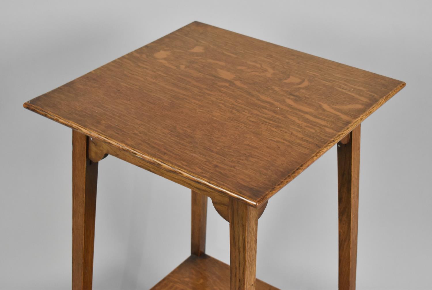 An Edwardian Square Topped Occasional Table with Stretcher Shelf, 76cms High - Image 2 of 2