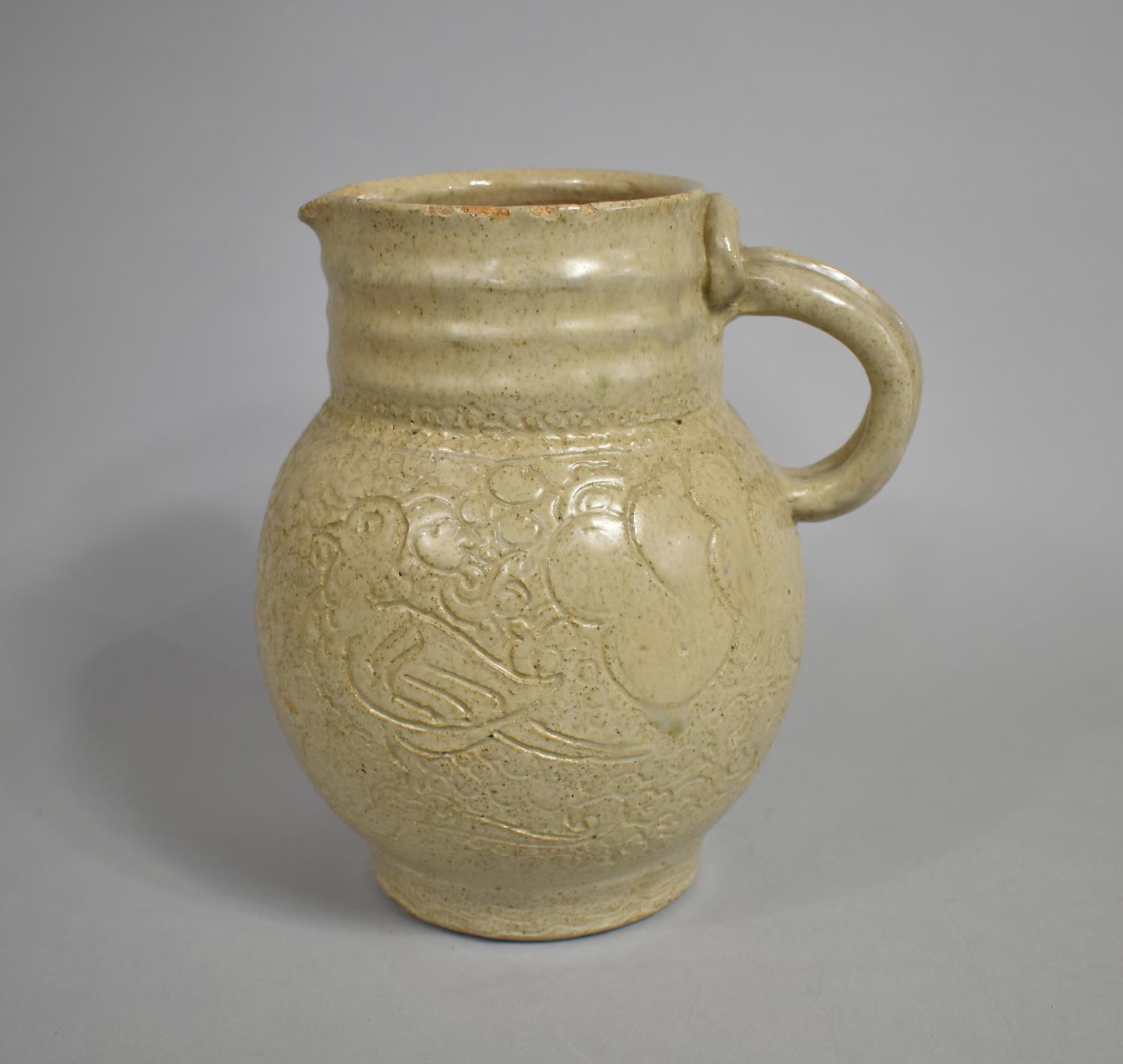 An Oxshott Pottery Stoneware Jug with Incised Bird Decoration, 21cm high - Image 3 of 4