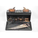 A Vintage Wooden Carpenters Toolbox Containing Vintage Tools, 78cm wide