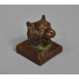 A Chinese Bronze Seal with Tiger Finial, 4cm high