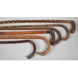 A Collection of Six Vintage Walking Sticks