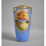 A Japanese Noritake Two Handled Vase, 26cm high