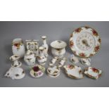 A Collection of Royal Albert Old Country Roses items to comprise Vases, Shoe Ornament, Swans Etc