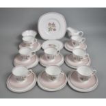 A Suzy Cooper Talisman Pattern (C1139) Decorated Tea Set to comprise Eight Cups, Saucers and Side