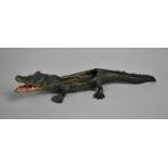 A Cold Painted Bronze Novelty Dish in the Form of a Crocodile, 22cms Long