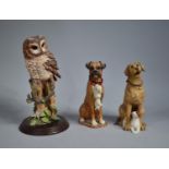 A Country Artists Tawny Owl, no.441 Together with Border Fine Arts Boxer and Poodle and Border