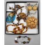 A Collection of Vintage Tigers Eye Costume Jewellery