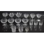 A Collection of Various Cut Glassware to Comprise Coups, Pedestal Bowls, Baccarat Tumblers, Stuart