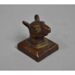 A Chinese Bronze Seal with Rat Finial, 4cm high
