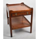 A Mahogany Galleried Two Tier Occasional Table with Single Drawer and Stretcher Shelf, 50x61x63cm