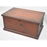 A Stained Pine Storage Box with Iron Carrying Handles and Hinged Lid, 64cm wide