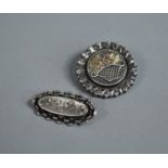 Two Victorian Silver Brooches, Circular Basket of Flowers with Gold Highlights and Oval Example