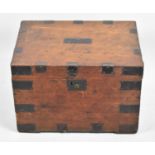 A Vintage Metal Mounted Stained Pine School Tuck Box, 55cm wide