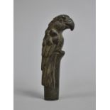 A Bronze Walking Cane Handle in the Form of a Perched Parrot, 13cms Long