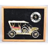 A Framed Novelty Wall Clock with Various Clock Parts Used to Make Image of Vintage Car, Quartz