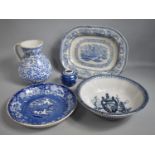A Collection of Various 19th Century and Later Transfer Printed Blue and White Items to Comprise