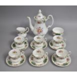 A Royal Albert Berkeley Pattern Coffee Set top comprise Coffee Pot, Milk Jug, Sugar Bowl, Six Coffee