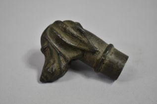 A Novelty Walking Stick Handle in the Form of a Hound's Head, 7cms High