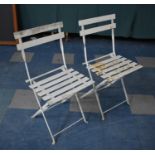 A Pair of Vintage Cream Painted Folding Garden Chairs