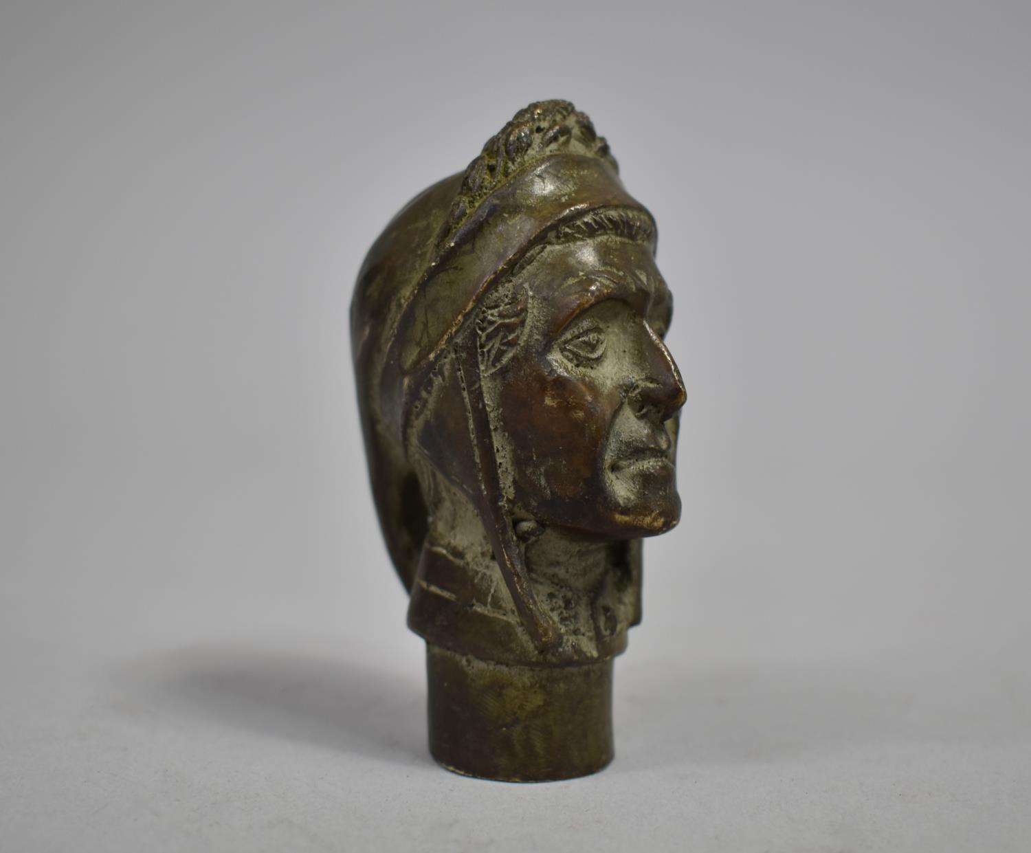 Bronze Walking Cane Handle in the Form of Dante's Head, 8cms High - Image 2 of 2