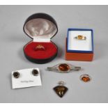 A Collection of Silver and Silver Coloured Metal Costume Jewellery to include Earrings, Rings, Amber