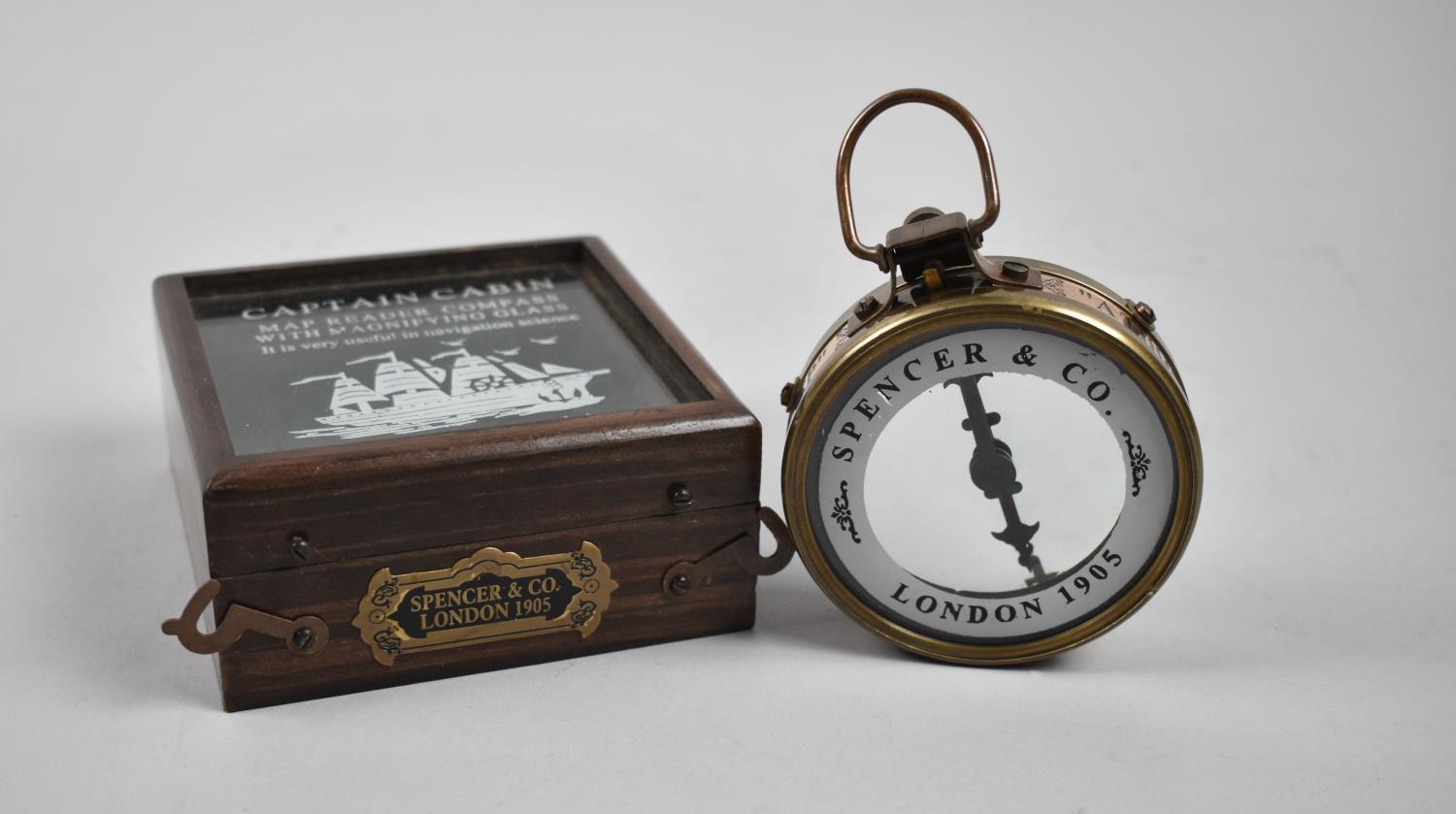 A Reproduction Model of a Captain's Cabin Map Reader Compass with Magnifying Glass, as made by - Image 3 of 3