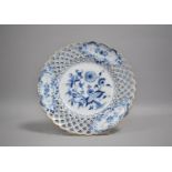 A Meissen Blue and White Cabinet Plate with Reticulated Border, 23.5cms Diameter