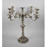 A Mid 20th Century Large Silver Plated Four Branch Candelabra, Missing Central Candle Holder,