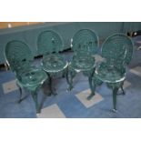 A Set of Four Green Painted Garden or Patio Chairs