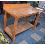 A Mid 20th Century Wooden Work Bench with Vice, 119cms Wide