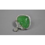 A Chinese Heart Shaped Pendant, Faux Jade and White Stone Chips