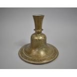 A Circular Brass Bell Shaped Stand, Engraved Decoration, Possibly Oil Lamp Base, 21cms Diameter