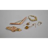 A Collection of Gold and Gold Coloured Metal Jewellery to include Brooches, Rings, Earrings Etc