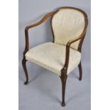 A Mid 20th Century Walnut Framed Salon Tub Armchair on Cabriole Supports