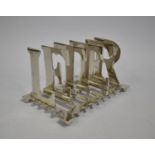 A Modern Silver Plated Five Division Letter Rack, The Dividers Forming the Word 'Letter', 20cms Long