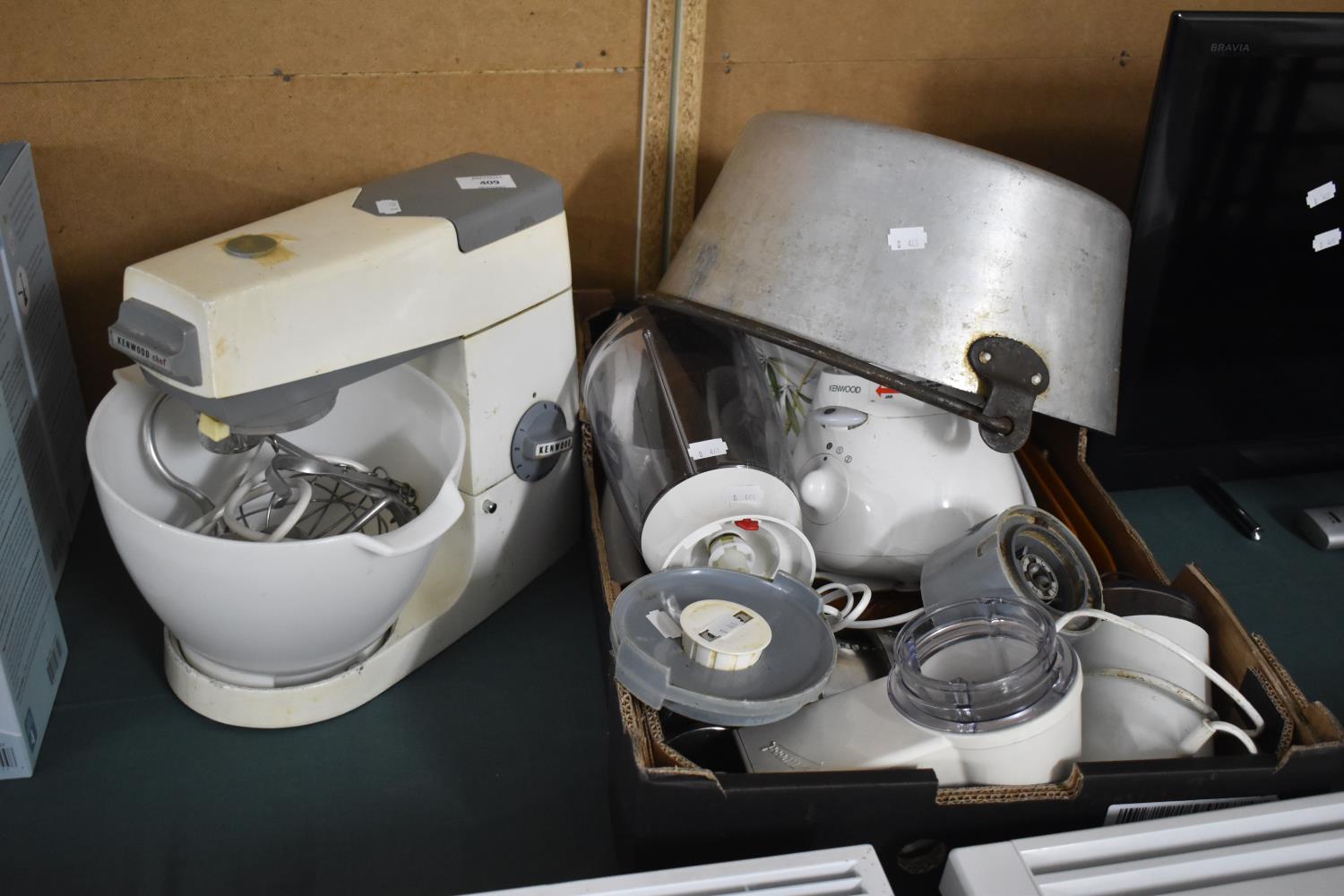 A Collection of Vintage Kitchewares to include Kenwood Mixer and Blender, Jam Kettle Etc