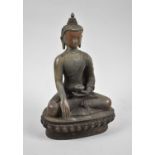 A Far Eastern Bronze Study of a Cross Legged Buddha on Lotus Throne, Probably Thai, 22cms High