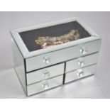 A Modern Mirrored Jewellery Box with Five Drawers Containing Costume Jewellery, 29cms Wide