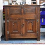 An Oak Lift Top Music Cabinet with Fitted Cupboard Base, 91cms Wide