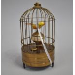 A Reproduction Novelty Automaton Clock in the Form of Caged Birds, Working Order, 20cms High